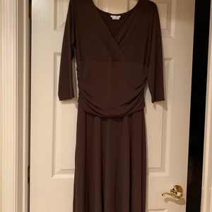 Classic Brown Faux Wrap Dress